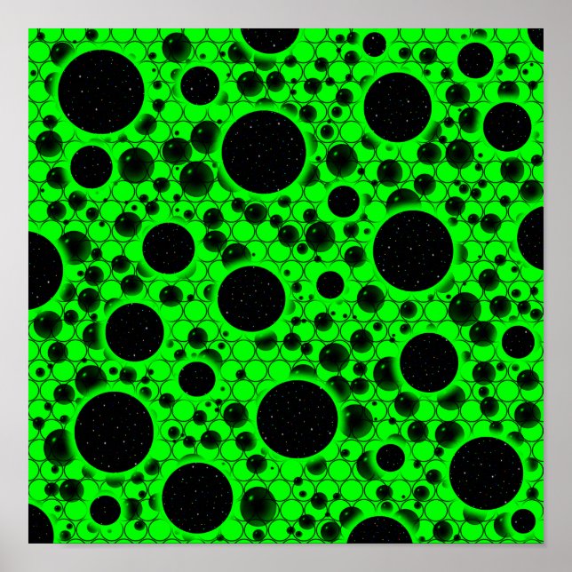 Poster Space Bubble Spots - Green (Frente)