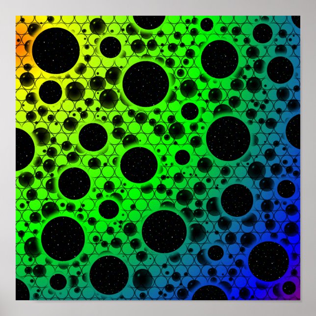 Poster Space Bubble Spots - Rainbow OYGBP (Frente)