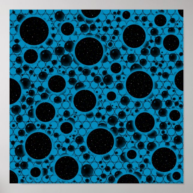 Poster Space Bubble Spots - Sky Blue (Frente)