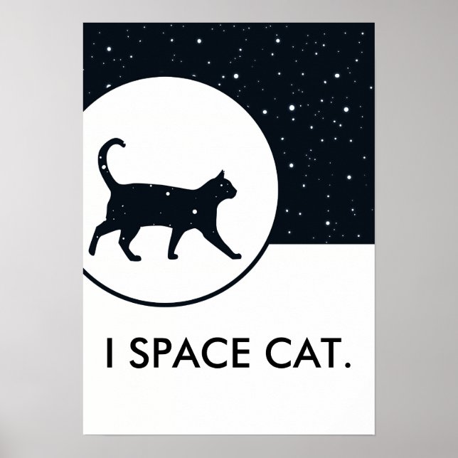 Pôster Space cat stars sky texto personalizado (Frente)
