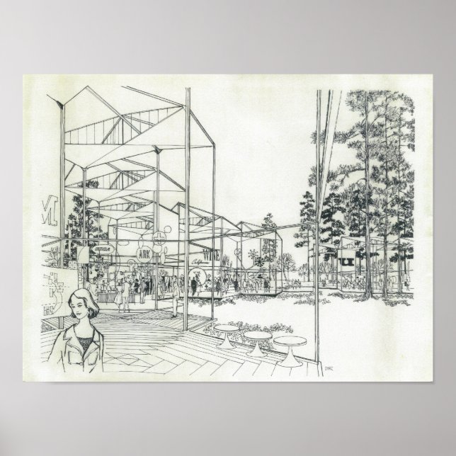 Pôster Space Needle Aerial Concept Drawing (Frente)