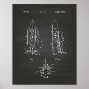 Pôster Space Shuttle 1975 Patent Art - Chalkboard