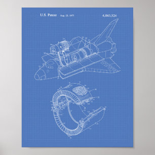 Poster Space Shuttle 1977 Patent Art - Blueprint