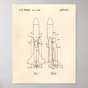 Poster Space Shuttle 1977 Patent Art - Old Peper