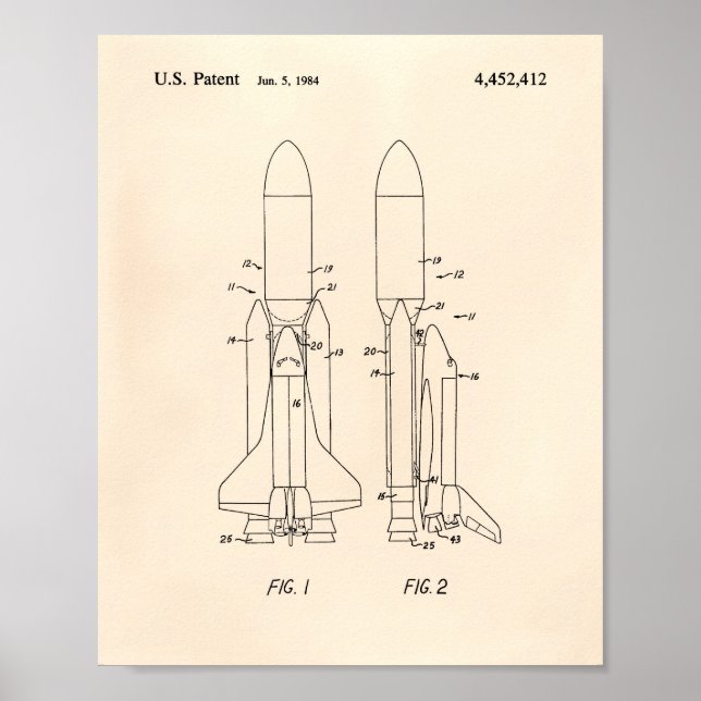 Poster Space Shuttle 1977 Patent Art - Old Peper (Frente)