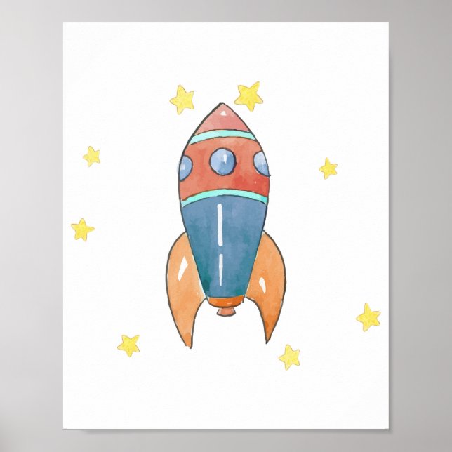 Poster Space wall decor, Rocket print (Frente)