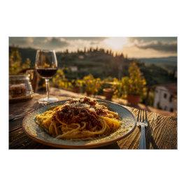 Pôster Spaghetti Bolognese na Mesa do terraço do Vineyard