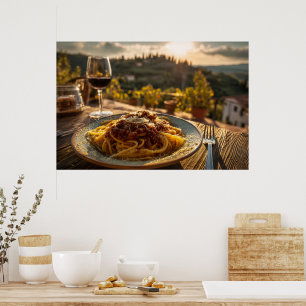 Poster Spaghetti Bolognese na Mesa do terraço do Vineyard