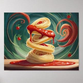 Poster Spaghetti mit Tomatensoße Wirbelwind