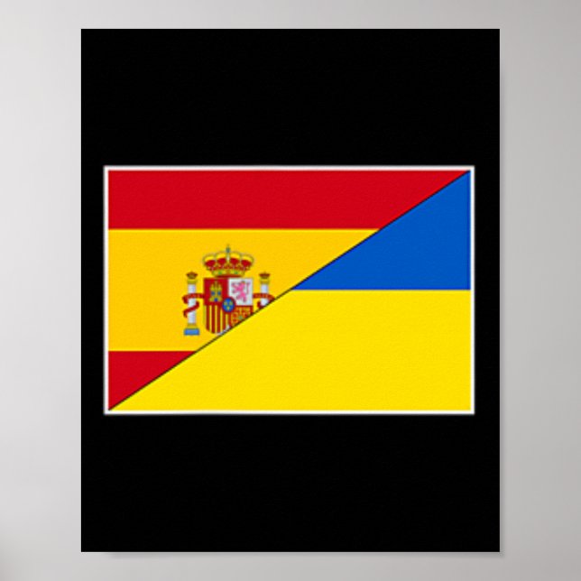 Poster Spain Ukraine Flag Spanish Ukrainian Support Citiz (Frente)