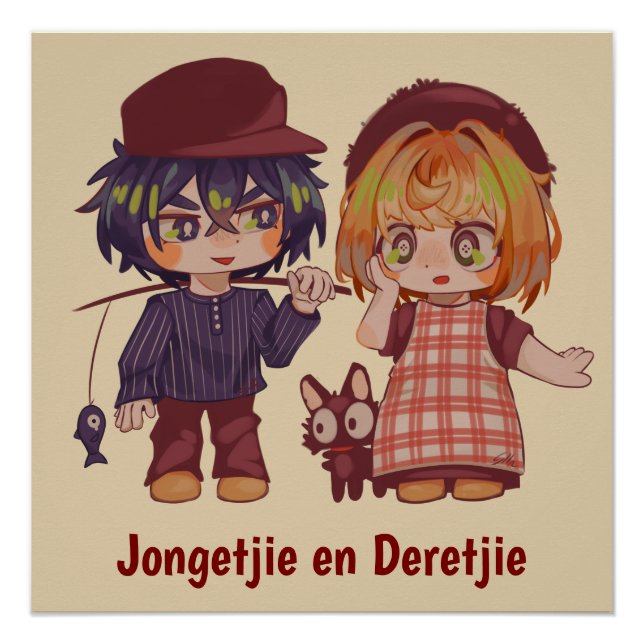 Pôster Spakenburgs jongetje en meisje chibi (Frente)