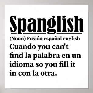 Poster Spanglish Funny Definition espanhol inglês