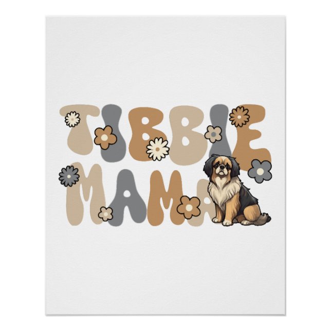 Pôster Spaniel Tibetano Tibbie Mama Groovy (Frente)