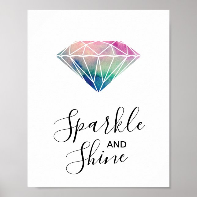 Poster Sparkle e Shine Watercolor Diamond Inspirational (Frente)