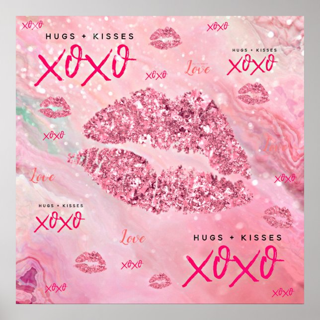 Poster Sparkle Kisses Namorados De Amor Presente Para Ela (Frente)