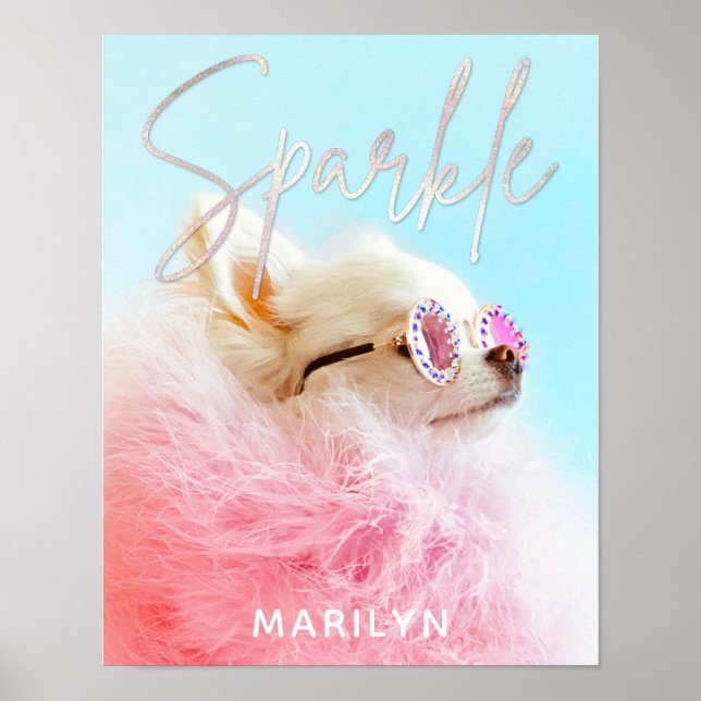 Poster Sparkle The Tiny Chi | Vidro Personalizado Por Cão (Frente)