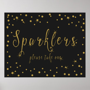 Pôster Sparkler, por favor, pegue um em dourado e preto