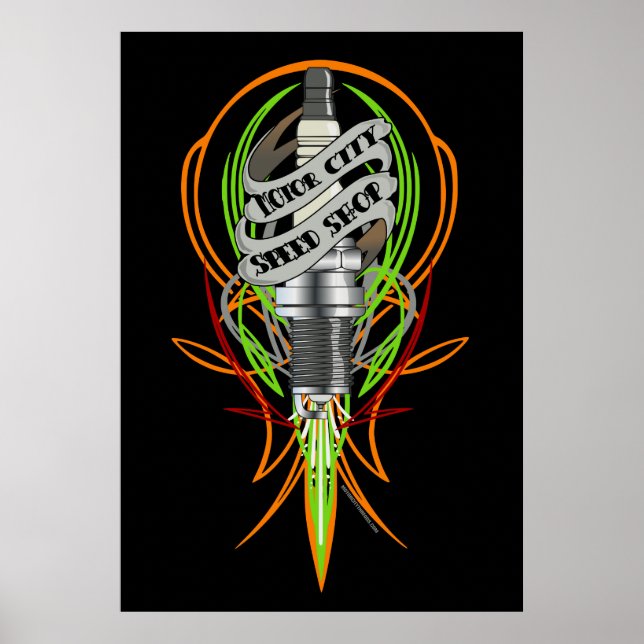 Poster Sparkplug de velocidade da cidade do motor (Frente)