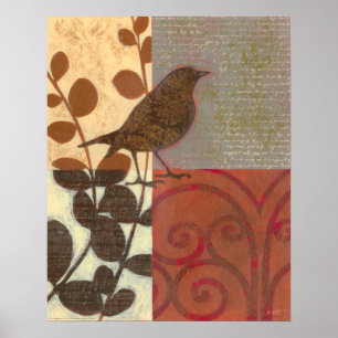 Poster Sparrow Damask
