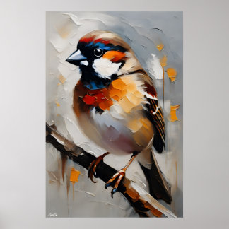 Pôster | Sparrow | Estilo de pintura a óleo