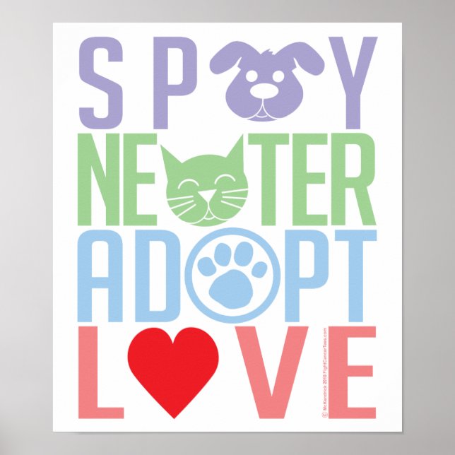Poster Spay Neuter Adote Love 2 (Frente)