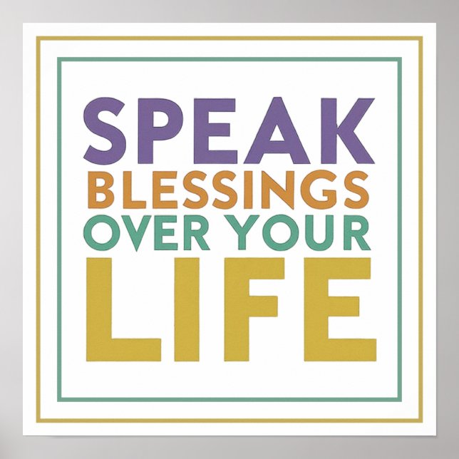 Poster Speak Blessings Over Your Life Typography Artwork (Frente)