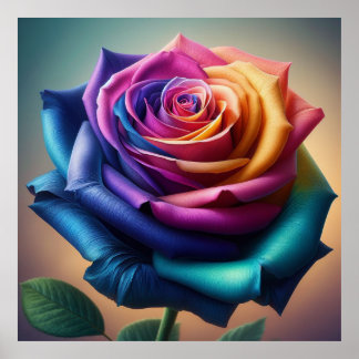 Poster Spectrum Bloom - Rosa de arco-íris vívido