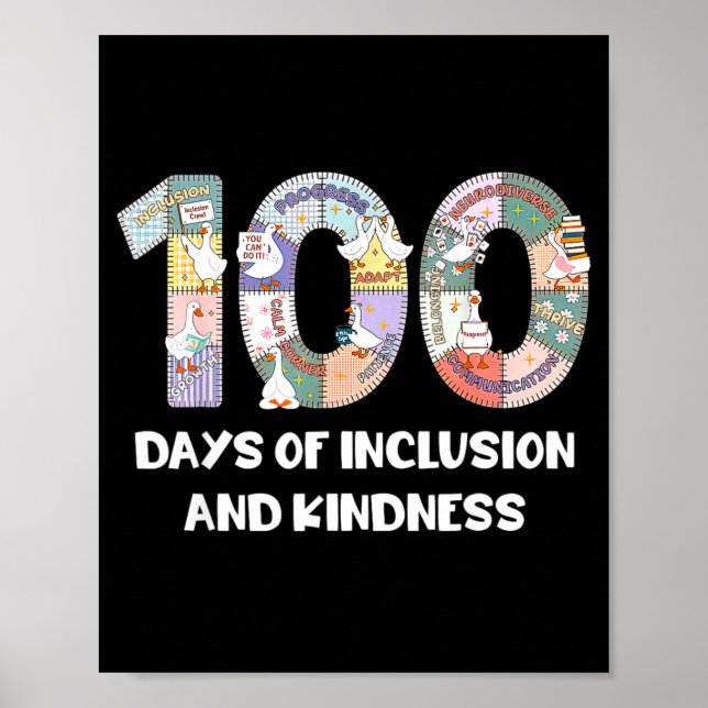 Poster SPED Silly Autism 100 Days School Teacher Goose In (Frente)