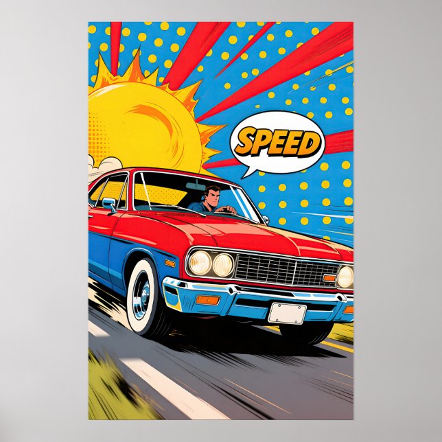 Poster Speeding Car Pop Art (Frente)