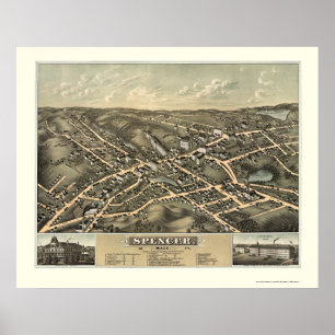 Pôster Spencer, mapa panorâmico das MÃES - 1877