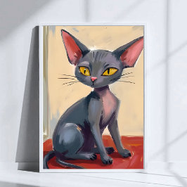 Poster Sphynx Cat | Hairless Cat Pet Watercolor
