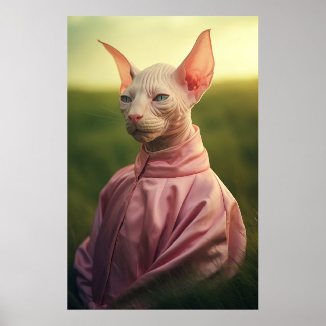 Poster Sphynx Cat in Outfit – Vibrant Nature Art (Frente)