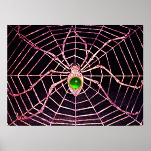 Poster SPIDER E WEB Green Emerald Gemstone Black