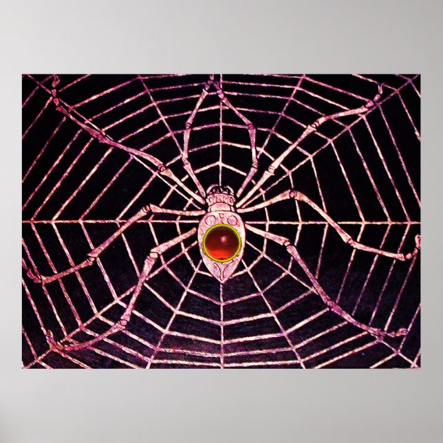 Poster SPIDER E WEB Red Ruby Gemstone Black (Frente)