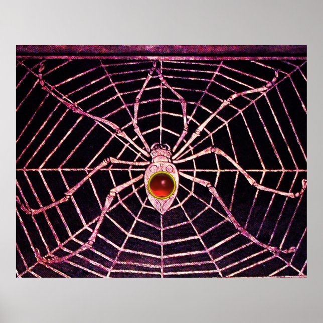 Poster SPIDER E WEB Red Ruby Gemstone Black (Frente)