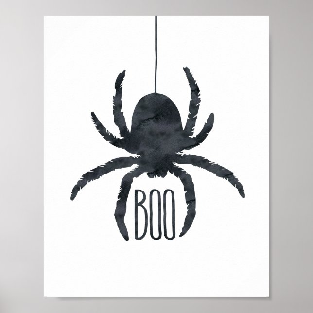 Poster Spider Spooky Halloween Black and White Boo (Frente)
