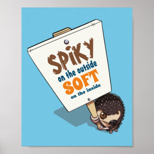 Poster Spiky No Sinal De Picket De Hedgehog Engraçado Por