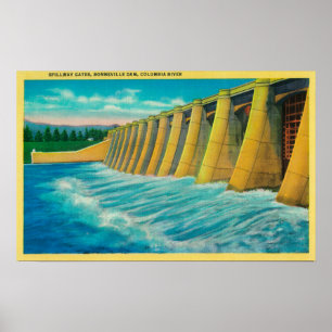 Poster Spillway Gates on Bonneville Dam