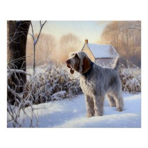 Pôster Spinone Italiano Deixe-o nevar no Natal