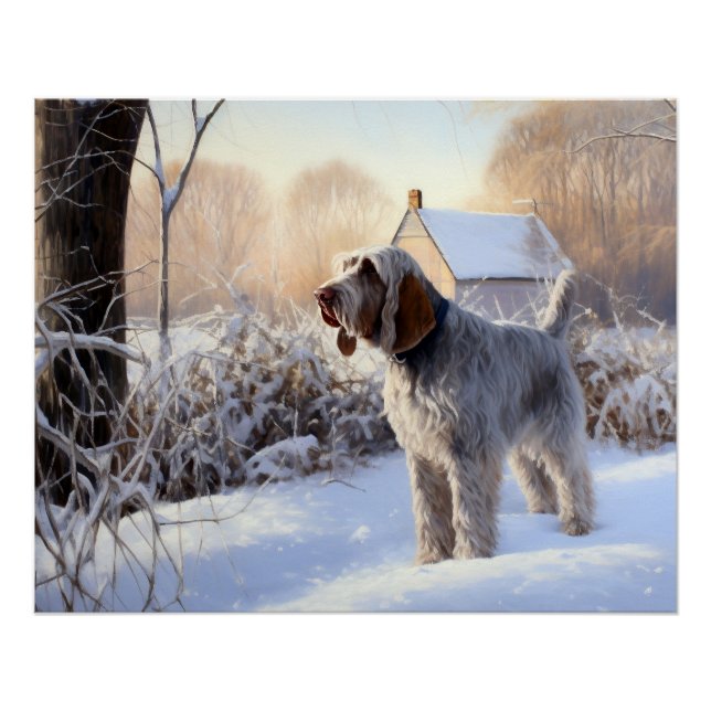 Pôster Spinone Italiano Let It Snow Natal (Frente)