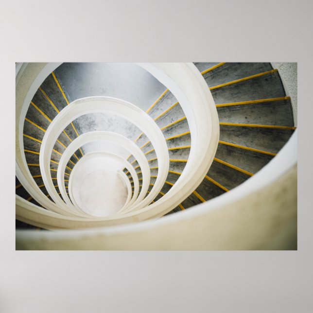 Poster Spiral black and white stairs (Frente)