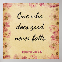 Poster Spiritual Beige Pink Gita Faith Knowledge Floral 
