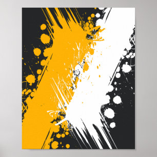 Poster Splash de pintura âmbar e Abstrato branca