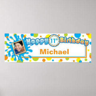 Pôster Splashing Fun in the Sun Birthday Photo Banner