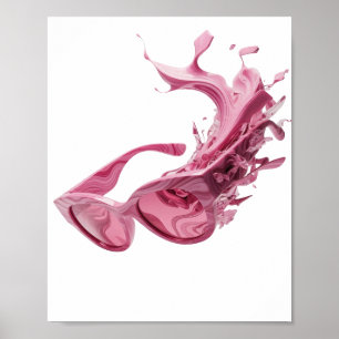 POSTER SPLATTER DE TINTA ROSA E BRANCA ABSTRACTO RENDERIZ