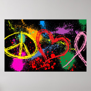 Pôster Splatter "enorme" da pintura da esperança do amor