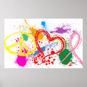 Pôster Splatter "enorme" da pintura da esperança do amor