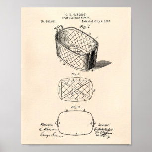 Pôster Splint Laundry Basket 1893 Patent Art Old Peper