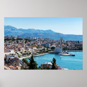 Poster Split city seafront aerial view, Dalmatia, Croatia