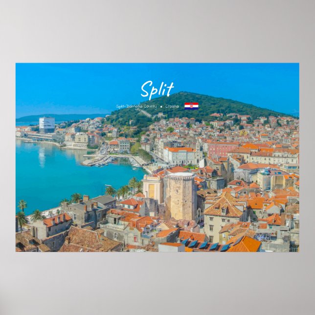 Poster Split, Croácia - Cidade Costeira (Frente)